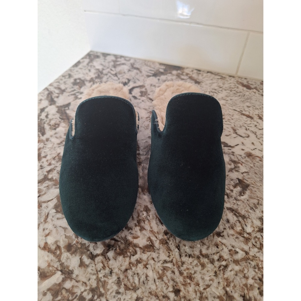 BIRDIES Phoebe Women's Size 5 Emerald Green‎ Velvet Plush Comfort Slip-On Mules